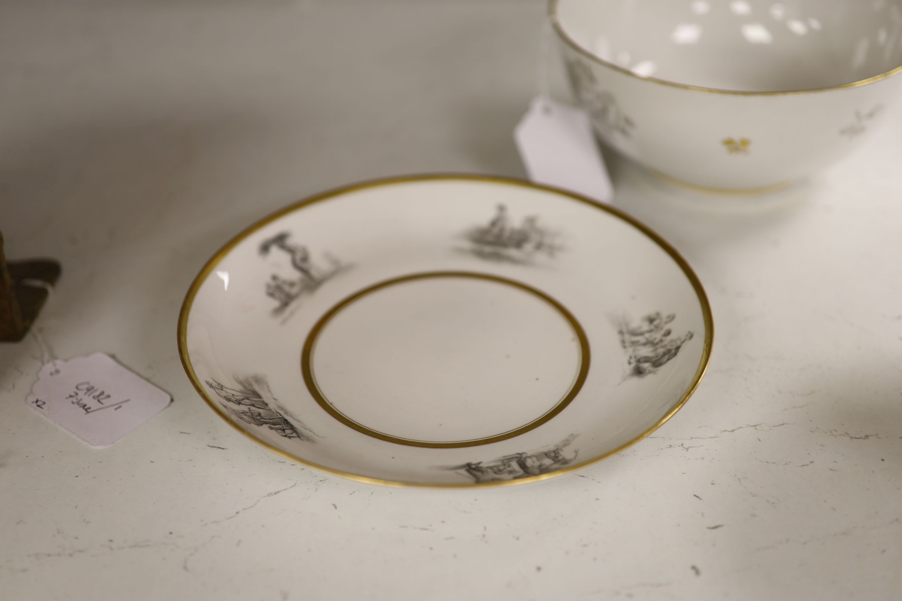 A Barr Flight and Barr bowl painted with brown leaves and red flowers, bowl and matching saucer, height overall 9cm, and a BFB bowl pri